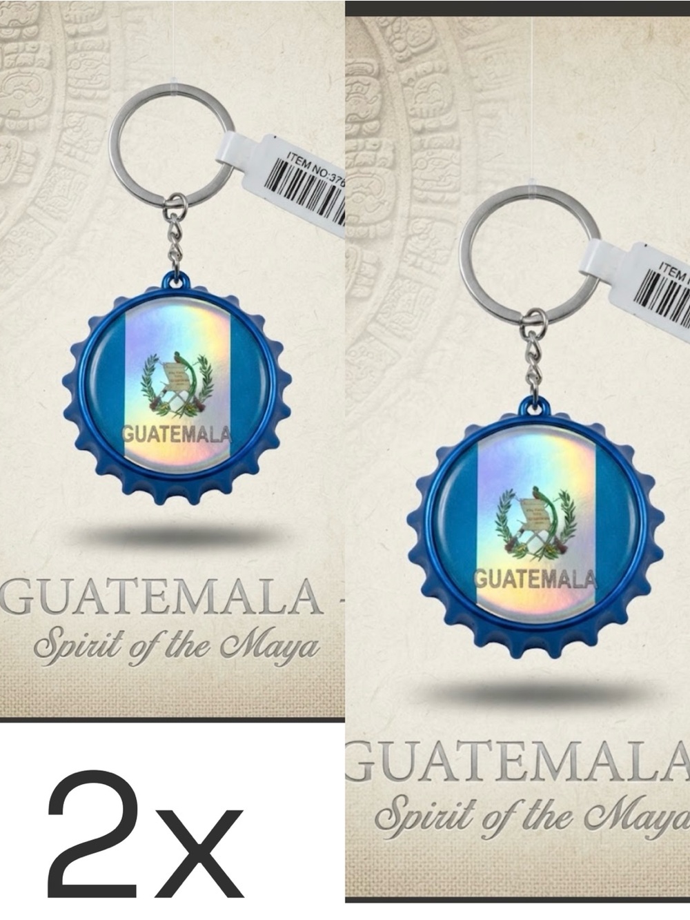2 Pack— Guatemala Souvenir Keychain Bottle Opener -  with Flag Design Heritage